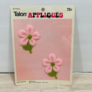 Vintage 1973 Talon Retro Pink Flowers Appliques NOS